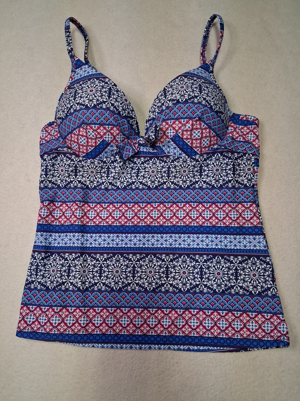 Point Zero Striped Printed Camisole Top - Navy, Blue & Pink Size 10/30